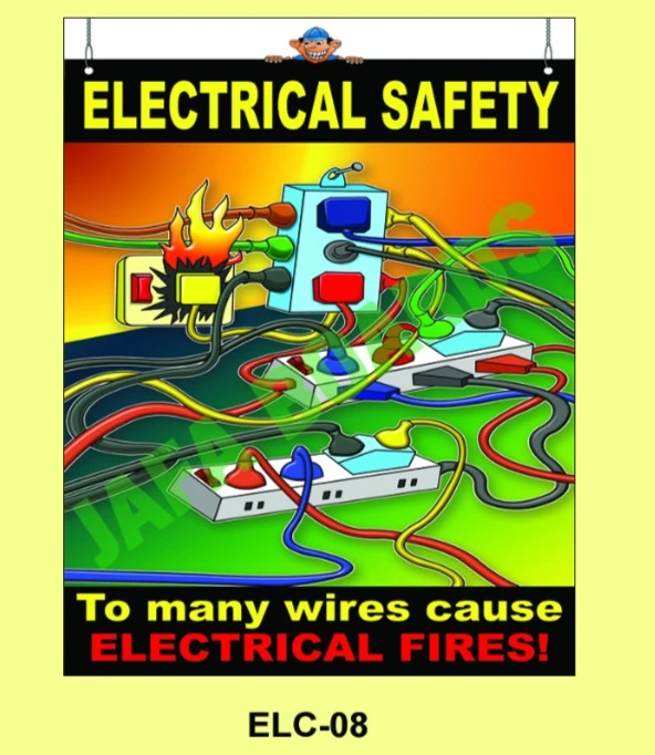 Electrical safety poster explaining proper power usage guidelines
