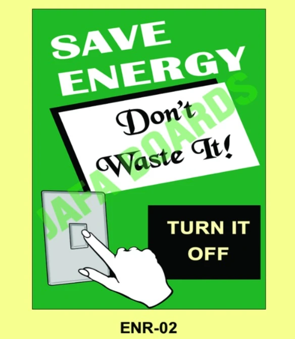 Energy conservation poster encouraging power saving habits