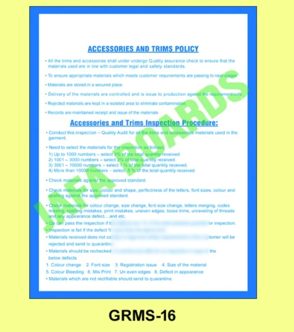 Garments workplace hazard safety poster