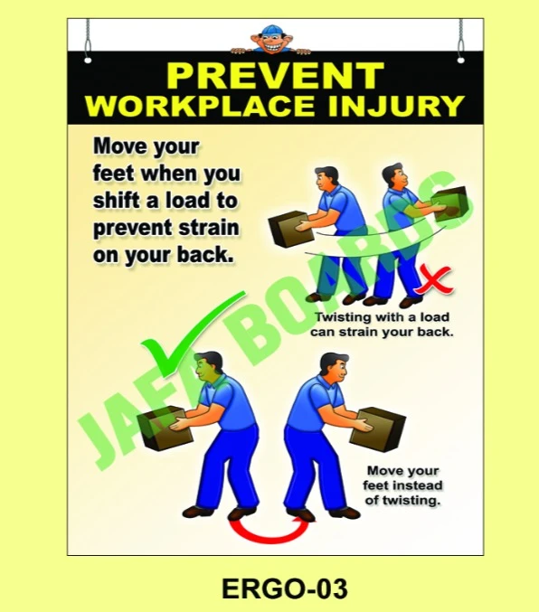 Ergonomic safety poster for proper lifting and body posture